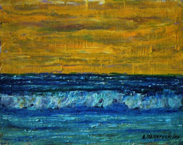 Painting titled "Yellow Sky" by Dimitra Papageorgiou, Original Artwork, Oil