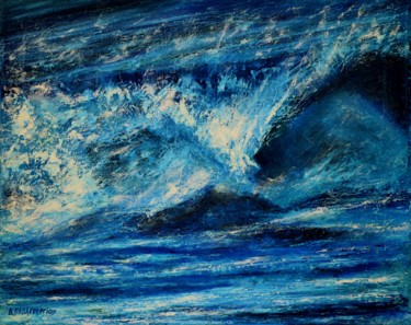 Malerei mit dem Titel "Wave 1" von Dimitra Papageorgiou, Original-Kunstwerk, Öl