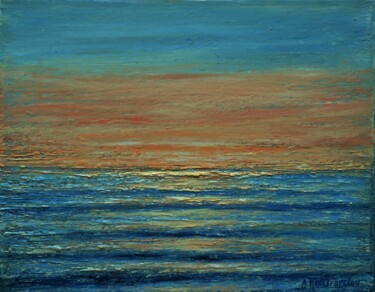 Painting titled "Small Seascape 5" by Dimitra Papageorgiou, Original Artwork, Oil