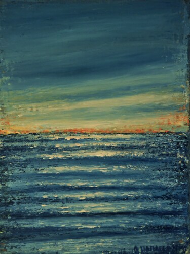 Painting titled "Small Seascape 7" by Dimitra Papageorgiou, Original Artwork, Oil