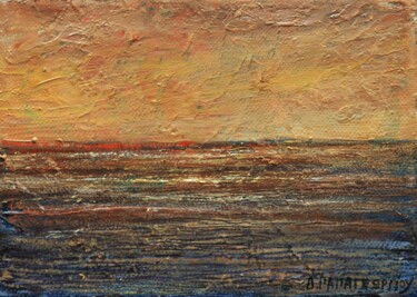 Painting titled "Small Seascape 15" by Dimitra Papageorgiou, Original Artwork, Oil