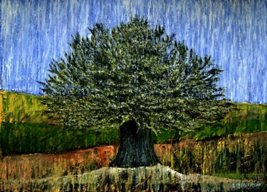 Ζωγραφική με τίτλο "Landscape Olive Tree" από Dimitra Papageorgiou, Αυθεντικά έργα τέχνης, Λάδι
