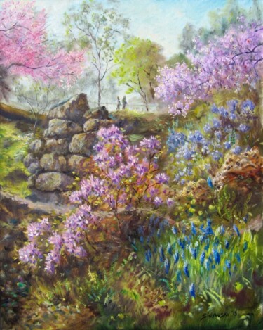 Peinture intitulée "Jardin Alpin" par Dimitri Sinyavsky, Œuvre d'art originale, Huile