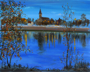 Peinture intitulée "Nuit arrivant à Vil…" par Dimitri Sinyavsky, Œuvre d'art originale, Huile