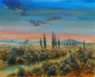 Peinture intitulée "Le chemin au feu sa…" par Dimitri Sinyavsky, Œuvre d'art originale, Huile