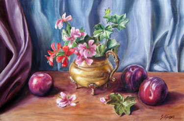 Peinture intitulée "Prunes" par Dimitri Sinyavsky, Œuvre d'art originale, Huile