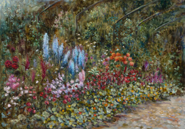 Peinture intitulée "Jardin avant la plu…" par Dimitri Sinyavsky, Œuvre d'art originale