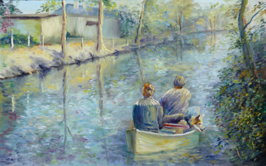 Peinture intitulée "En rivière tranquil…" par Dimitri Sinyavsky, Œuvre d'art originale, Huile