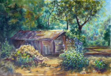 Peinture intitulée "la-cabane.jpg" par Dimitri Sinyavsky, Œuvre d'art originale