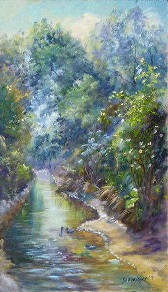 Painting titled "Ruisseau" by Dimitri Sinyavsky, Original Artwork, Oil