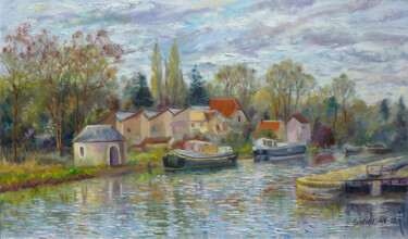 Peinture intitulée "Moret sur Loing" par Dimitri Sinyavsky, Œuvre d'art originale, Huile