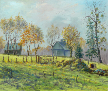 Painting titled "Matin en Normandie" by Dimitri Sinyavsky, Original Artwork, Oil
