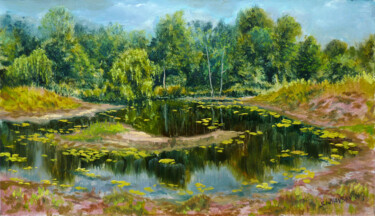 Peinture intitulée "Etang de Guyot" par Dimitri Sinyavsky, Œuvre d'art originale, Huile