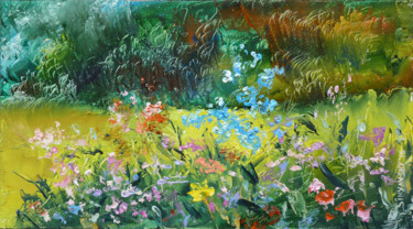 Peinture intitulée "Parfums du jardin" par Dimitri Sinyavsky, Œuvre d'art originale, Huile