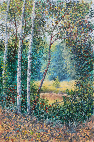 Painting titled "La chute de l'été" by Dimitri Sinyavsky, Original Artwork, Oil