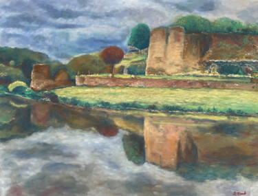 Painting titled ""Le château de Mont…" by Dimitri Vincent, Original Artwork, Pastel
