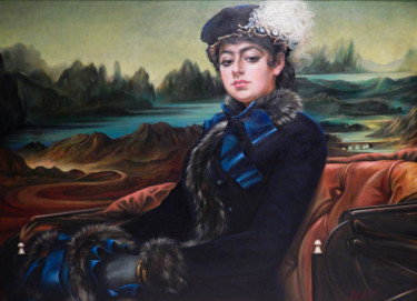 Schilderij getiteld "Monalisa desconocida" door Dimitrio Untu, Origineel Kunstwerk, Olie
