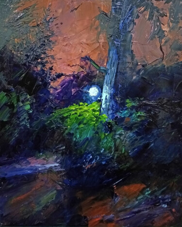 Painting titled "Noche" by Dimitrio Untu, Original Artwork, Oil