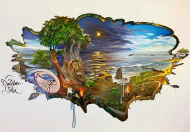 Malerei mit dem Titel "Costa Soñada" von Dimitrio Untu, Original-Kunstwerk, Airbrush