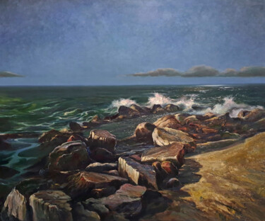 Malerei mit dem Titel "Reflejar en el mar" von Dimitrio Untu, Original-Kunstwerk, Öl