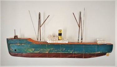 Sculpture titled "LIBERTY SHIP" by Dimitrios Kiourtsis, Original Artwork, Wood