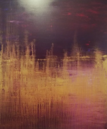 Peinture intitulée "Moonlight in purple…" par Dimitrios Ntks, Œuvre d'art originale, Acrylique Monté sur Panneau de bois