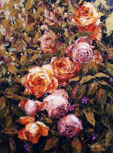 Картина под названием "Roses 2" - Dimitris Apazidis, Подлинное произведение искусства, Масло