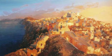 Painting titled "Santorini-Greece" by Dimitris Apazidis, Original Artwork, Oil