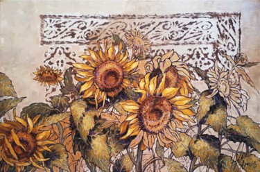 Painting titled "Sunflowers" by Dimitris Apazidis, Original Artwork, Oil
