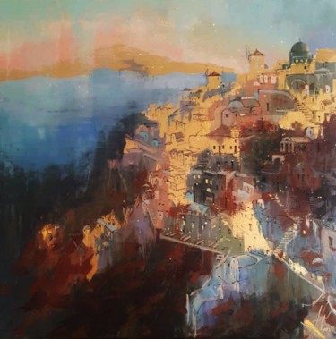 Painting titled "Santorini Greece" by Dimitris Apazidis, Original Artwork, Oil