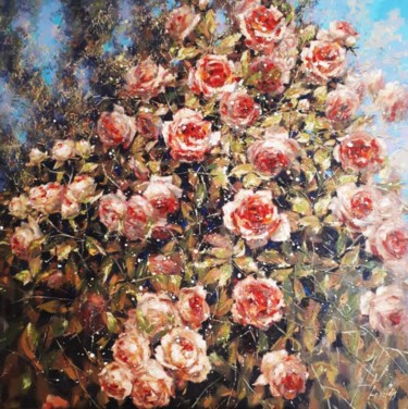 Painting titled "Red roses" by Dimitris Apazidis, Original Artwork, Oil