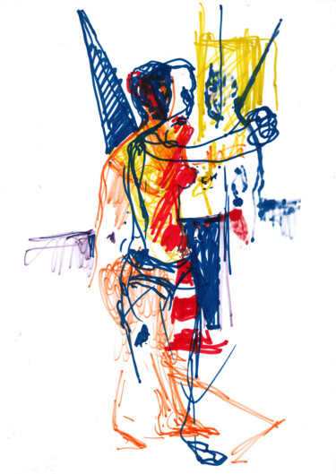 「3 Figures」というタイトルの描画 Dimitris Kritsotakisによって, オリジナルのアートワーク, マーカー
