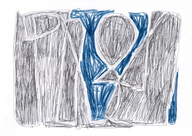 Disegno intitolato "Gray and Blue Labyr…" da Dimitris Kritsotakis, Opera d'arte originale, Biro
