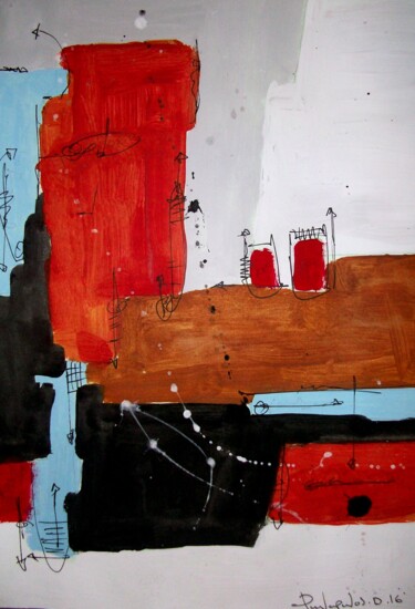 Painting titled "Abstract # 79 paper…" by Dimitris Pavlopoulos, Original Artwork, Acrylic