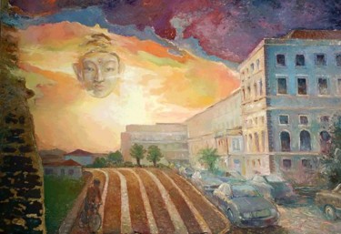 Картина под названием "Sunset in the Azore…" - Dimitri Zukov Art Of Color, Подлинное произведение искусства, Масло