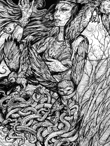 Zeichnungen mit dem Titel "In the Forests of D…" von Dmitry Valyaev, Original-Kunstwerk, Marker
