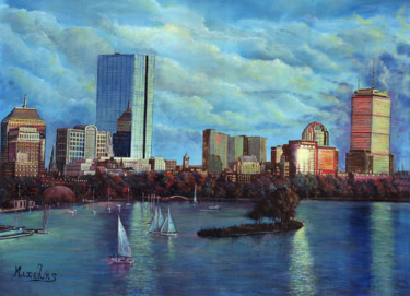 Painting titled "Boston" by Dimitrios Michelis, Original Artwork, Oil