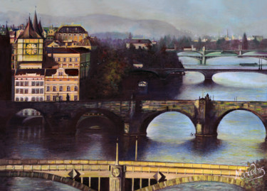 Painting titled "Prague" by Dimitrios Michelis, Original Artwork, Oil