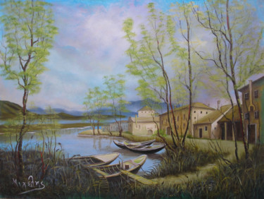 Painting titled "Tranquility" by Dimitrios Michelis, Original Artwork, Oil