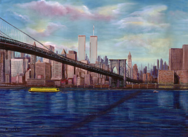 Painting titled "New York" by Dimitrios Michelis, Original Artwork, Oil