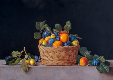 Painting titled "Colorful Harvest" by Dietrich Moravec, Original Artwork, Acrylic Mounted on Wood Panel