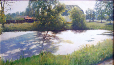 Painting titled ""Солнечный пруд".Г.…" by Dmitrii Fokeev, Original Artwork, Oil
