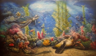 Pittura intitolato "Подводный мир" da Dmitrii Fokeev, Opera d'arte originale, Acrilico