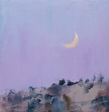 Painting titled "New moon" by Dina Aseeva, Original Artwork, Acrylic Mounted on Wood Stretcher frame