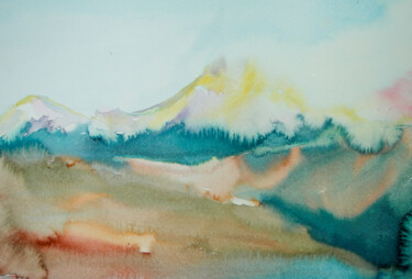Schilderij getiteld "Winter mountains -…" door Dina Aseeva, Origineel Kunstwerk, Aquarel