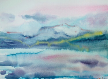 Painting titled "Winter seascape: cr…" by Dina Aseeva, Original Artwork, Watercolor