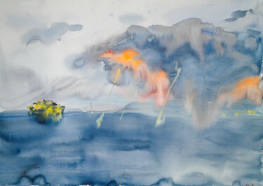 Malerei mit dem Titel "MSC cruise liner ar…" von Dina Aseeva, Original-Kunstwerk, Aquarell