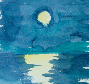 Pittura intitolato "Moonlight - night s…" da Dina Aseeva, Opera d'arte originale, Acquarello