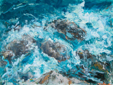 Painting titled "Water and rocks of…" by Dina Aseeva, Original Artwork, Acrylic