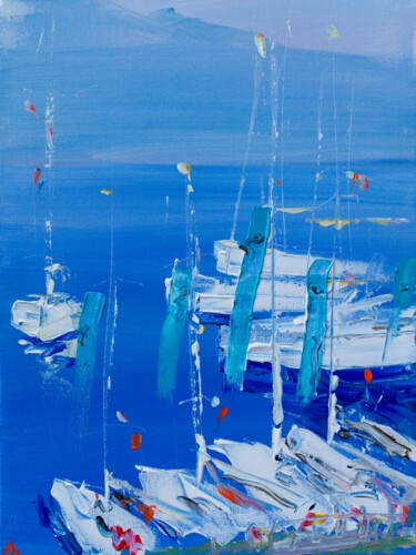 Painting titled "Start cup regatta i…" by Dina Aseeva, Original Artwork, Acrylic Mounted on Wood Stretcher frame